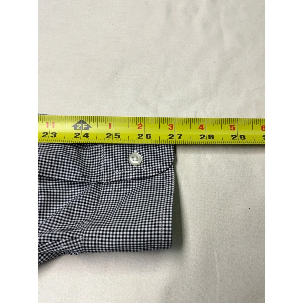 Ralph Lauren‎ Mens Gingham Shirt Navy White Long Sleeve Cotton Stretch Large